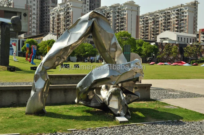 Contemporary abstract metal art craft forged stainless steel sculpture for garden decoration
