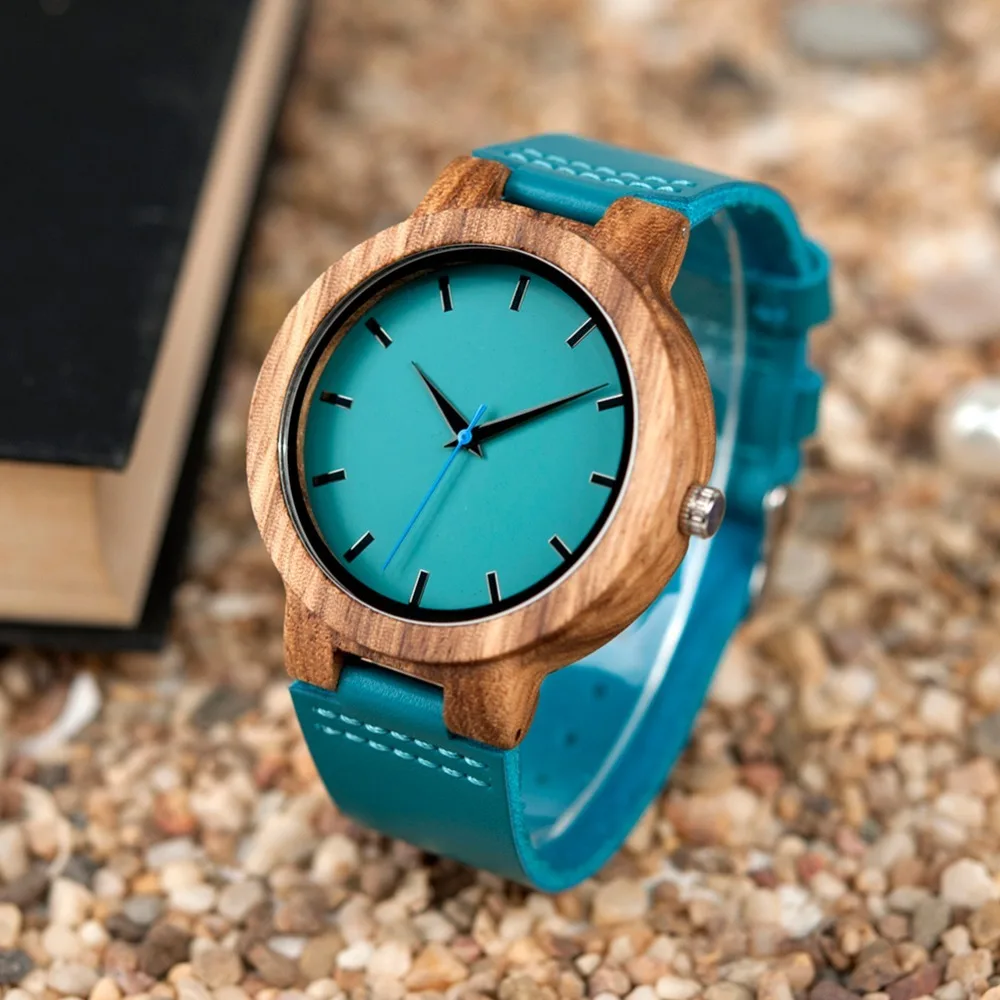 BOBO BIRD Top Brand Wrist Watches Men and Women Zebra Wood Blue Dial Fashion Trend Design Quartz Bamboo Wood Casual Watch