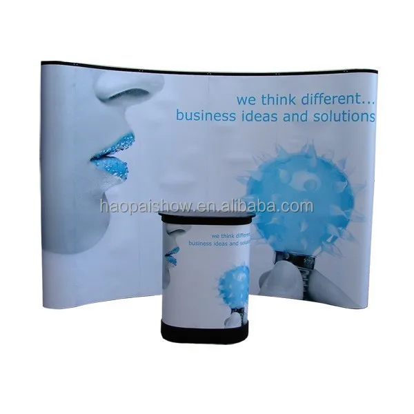 Outdoor trade show display wall, magnetic pop up banner curved backdrop Tension Fabric