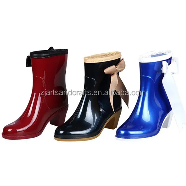 High heel injection pvc rain shoes for women