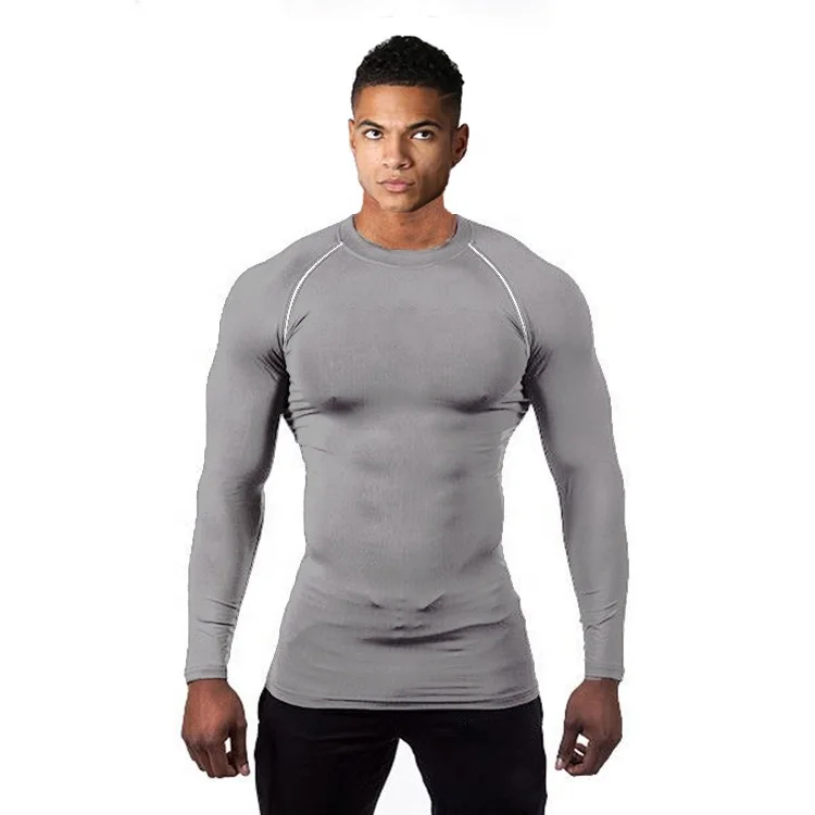 Спортивные колготки для фитнеса с длинным рукавом мужские спортивные рубашки Baselayer логотипом клиента