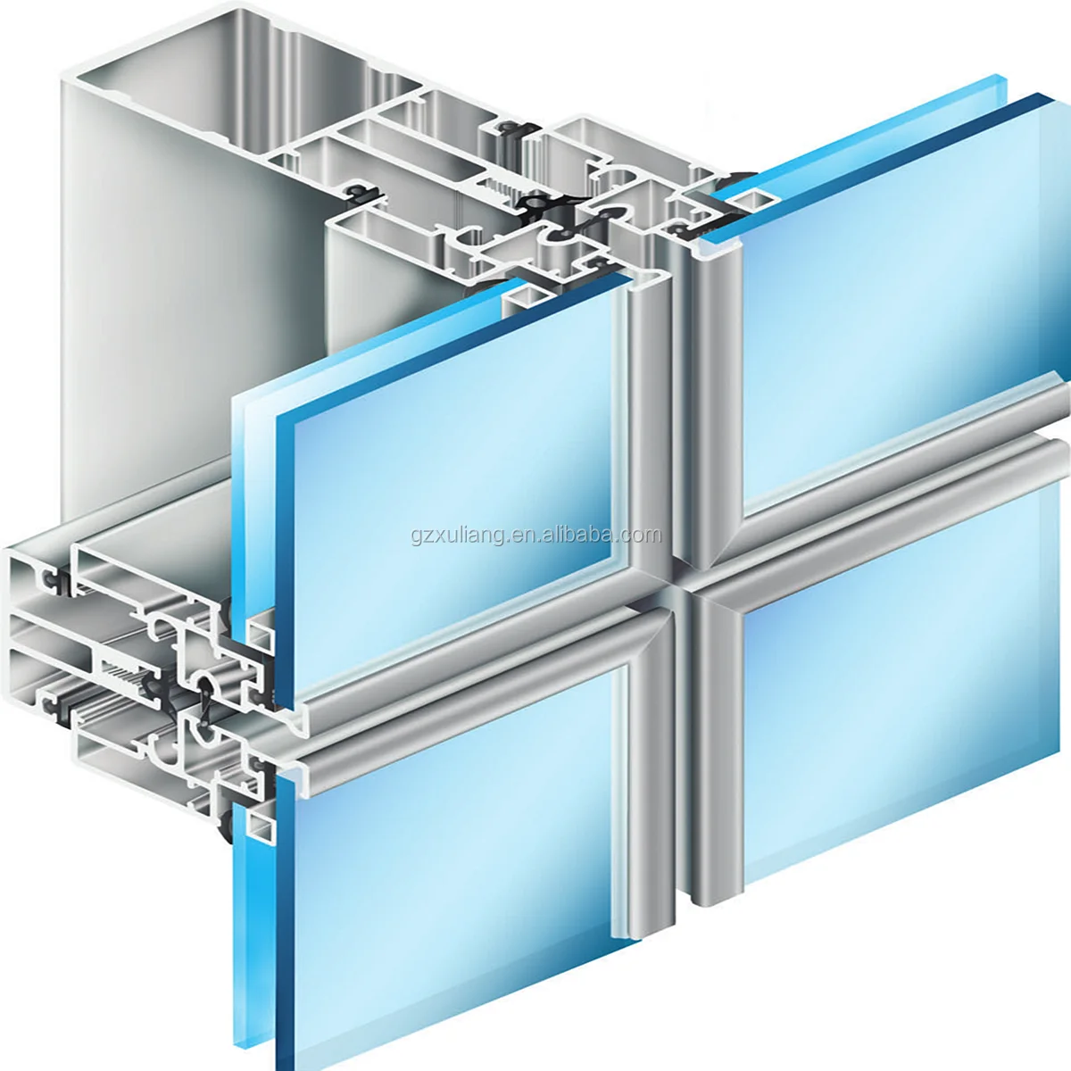 Building Exterior System Glazed Thermal Aluminium Glass Curtain Wall Price
