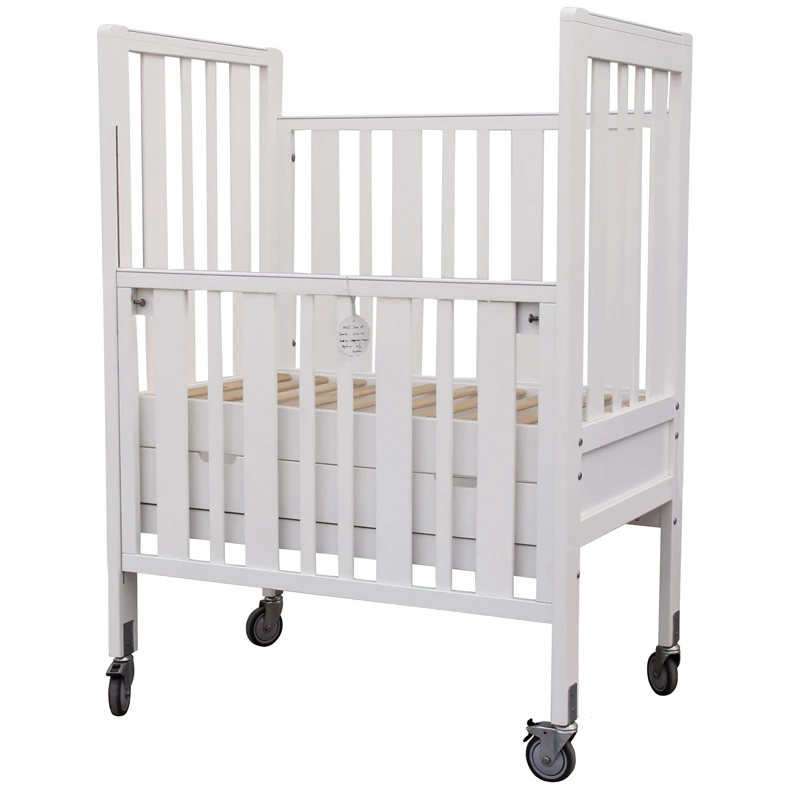 
factory custom solid wood Australian used adult baby bed with metal rubber wheels for shopping 