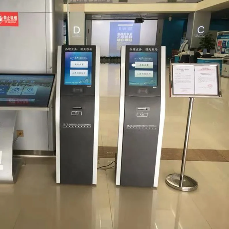 High quality automatic infrared touch screen queue system take a number ticket machine with auto cut thermal printer