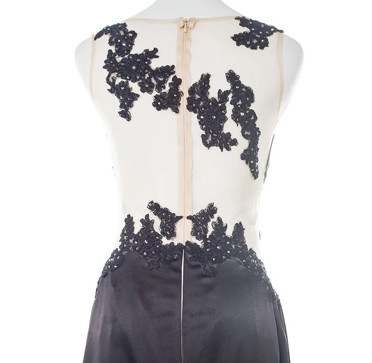 Latest long-length black a line evening dress formal