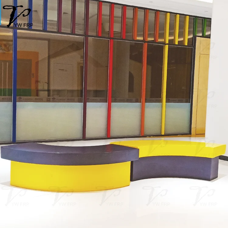 Shopping mall fiberglass lounge bench garden long bench for indoor &outdoor