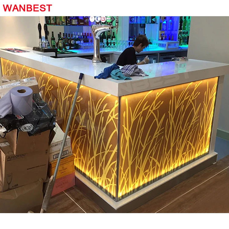 Современная портативная Ресторан ночной клуб мебель из искусственного камня СИД барная стойка