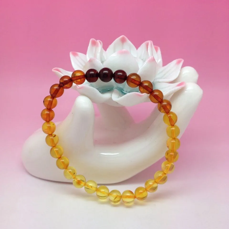 8 Optional 18cm Natural Amber Stones Adult Baroque Genuine Raw Baltic Amber Wholesale Stretch Beaded Bracelet