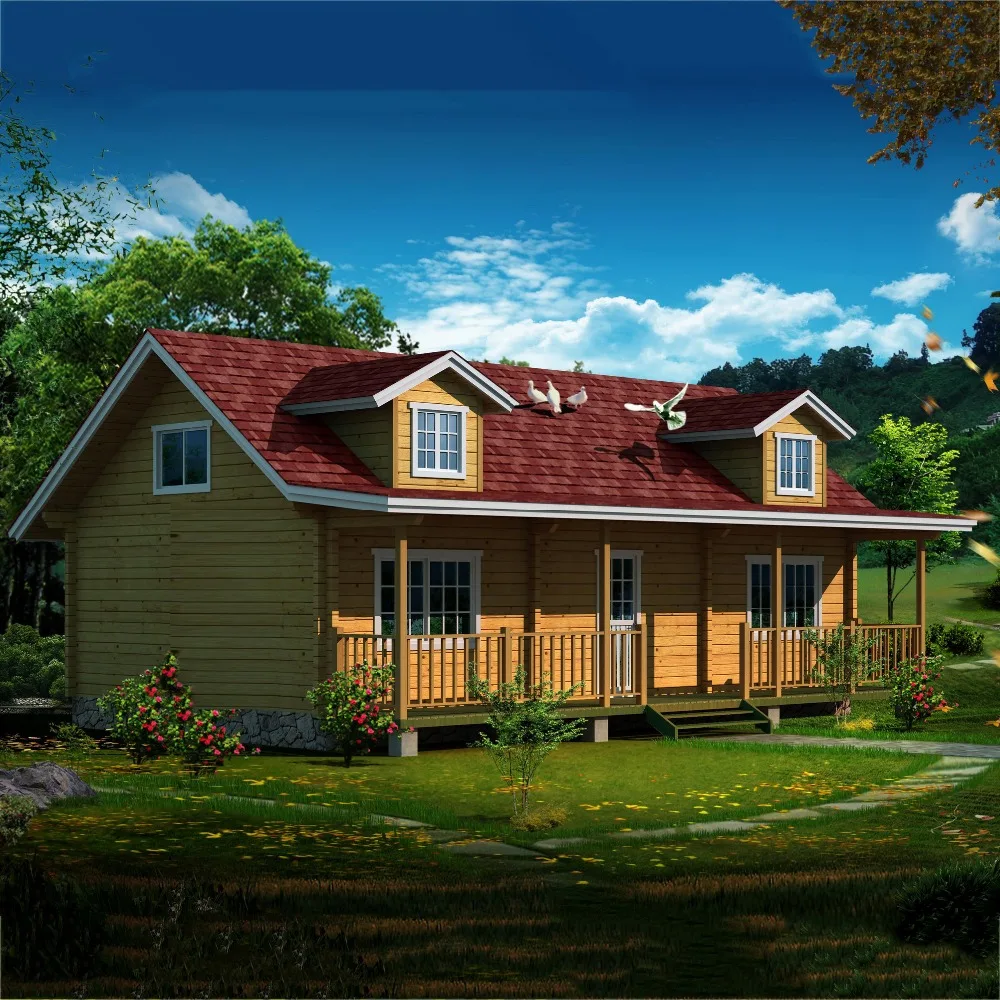 Easy assembled prefab wooden villa with balcony movable modular customized buildings house prefab modern villas for sale