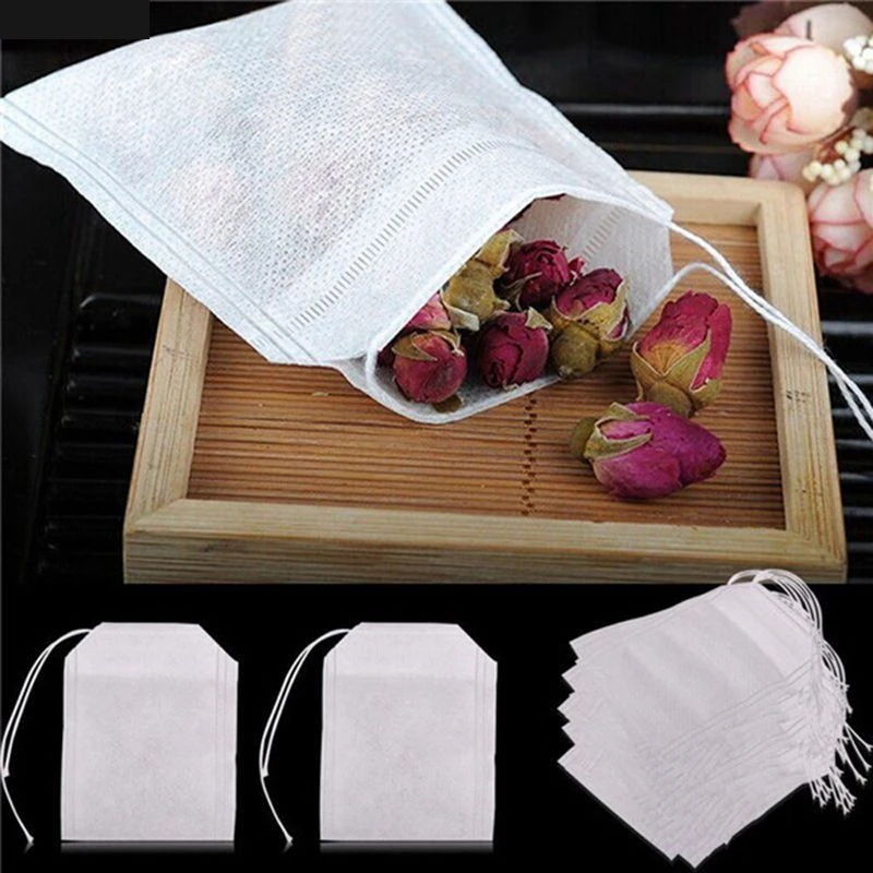 
Sweettreats 100Pcs/Lot coffee Teabags 5.5 x 7CM Empty Scented Tea Bag With String Heal Seal Filter Paper for Herb Loose Tea 