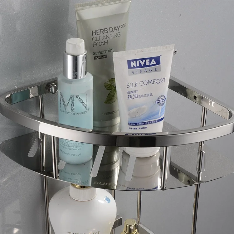 Bathroom shelf Triangular storage rack SUS304 Stainless steel corner frame Steel plate double angle frame