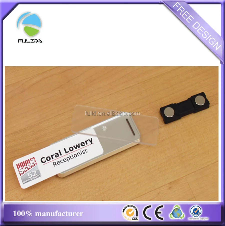 ABS Plastic and Aluminum and Acrylic 3 Layers Material Library Staff Name Tag