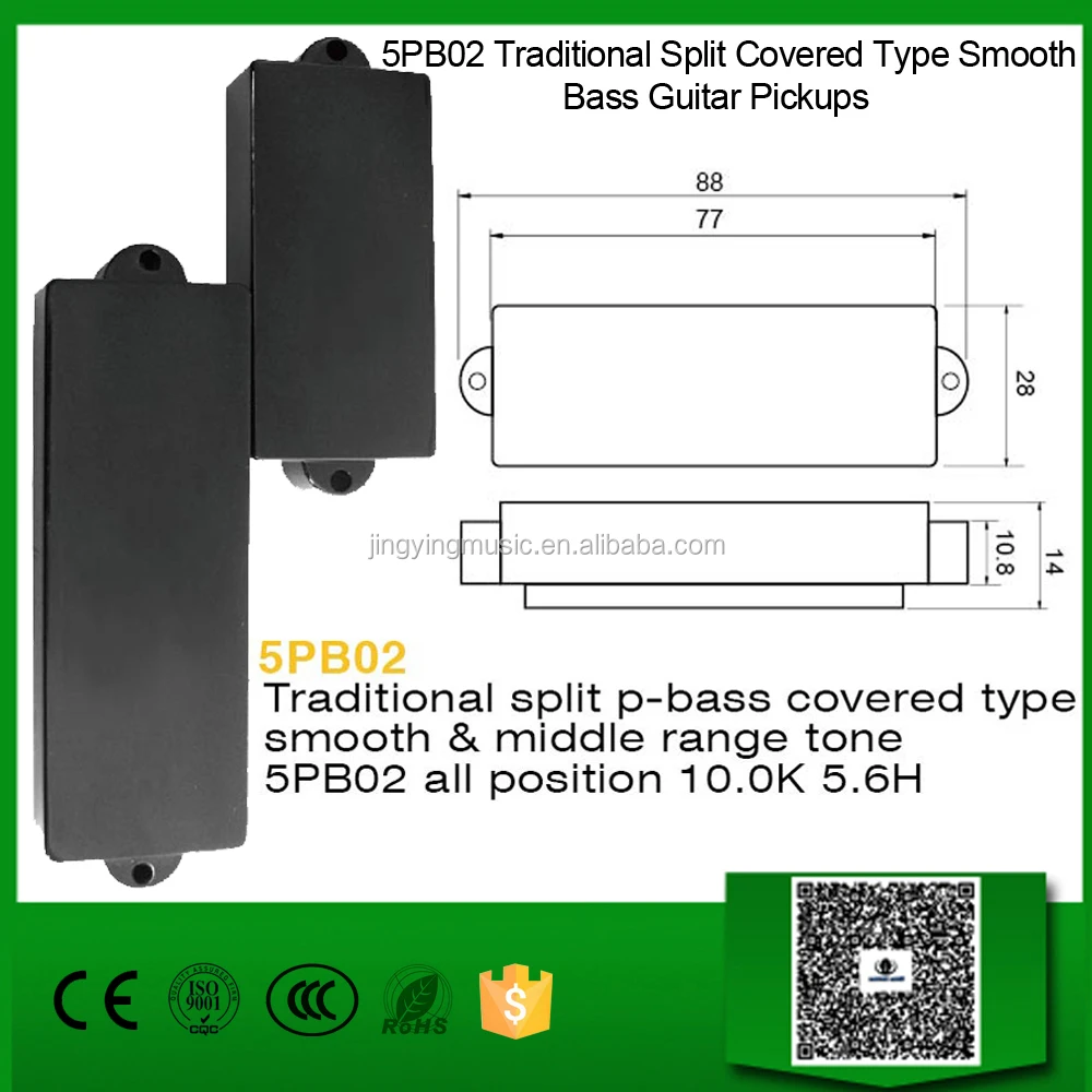 Wholesale Electric Guitar and Bass Pickups Series, 5PB02 Traditional Split Covered Type Smooth Bass Guitar Pickups