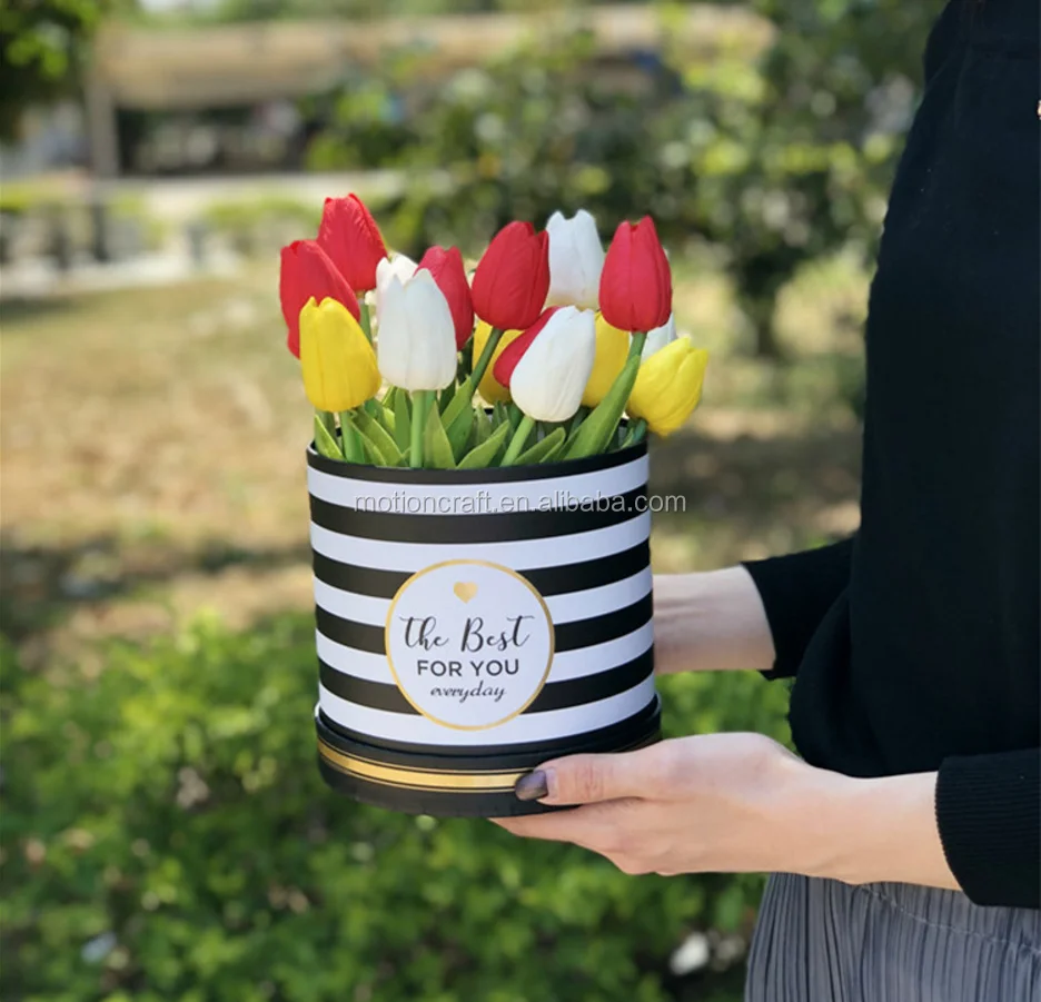 Wholesale round box for flowers/roses box packaging flower small MOQ 3boxes/set