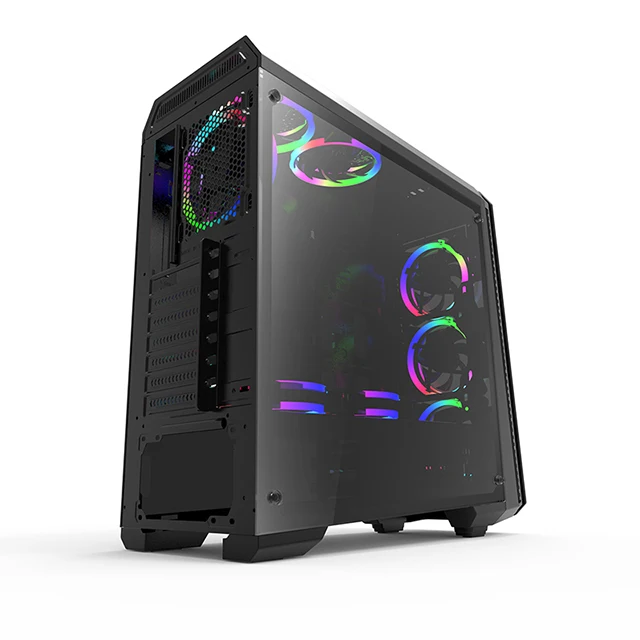 Tempered Glass RGB Fans Gaming Computer Case Mid tower PC Case