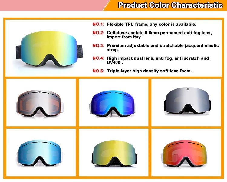 Guangzhou двойные линзы защита от УФ лучей небьющиеся лыжные очки для