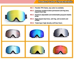 Guangzhou Double lens Anti-uv Safety unbreakable Ski Snowboard Goggles