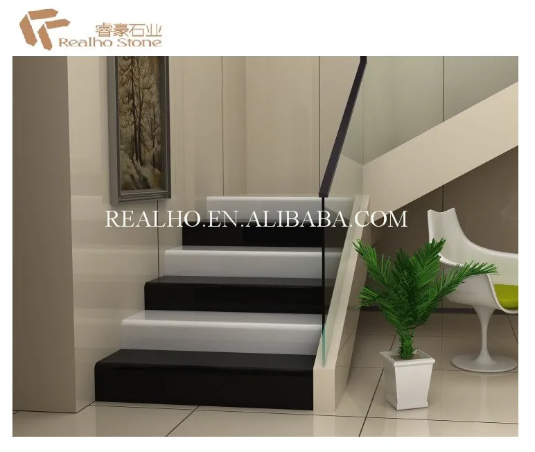 
Custom Piano Design White and Black Treads For Indoor Steps 
