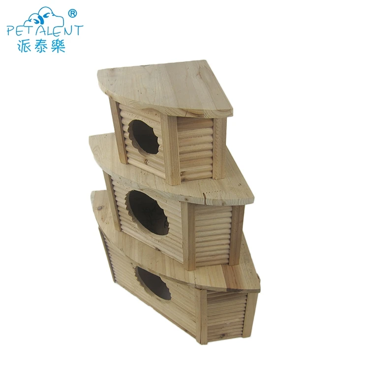 3 Floors Assembled Wooden bird house cages for small animals