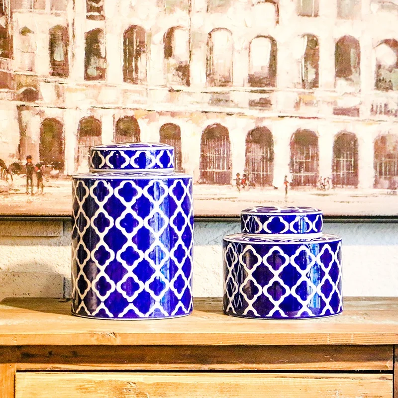 
Blue and white porcelain decorative jar for home soft decorations, desktop imaginative flower arrangement vases 