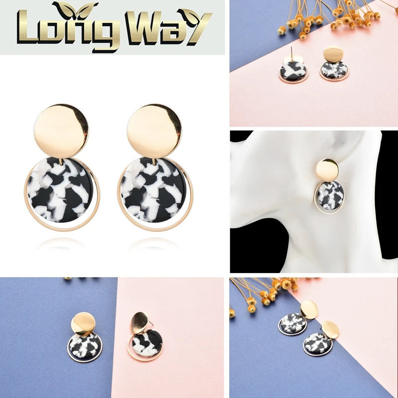 
Handmade Original Design Candy Color Plastic Acetate Board Earrings Bright Color Fashion Simple Stud Earrings 