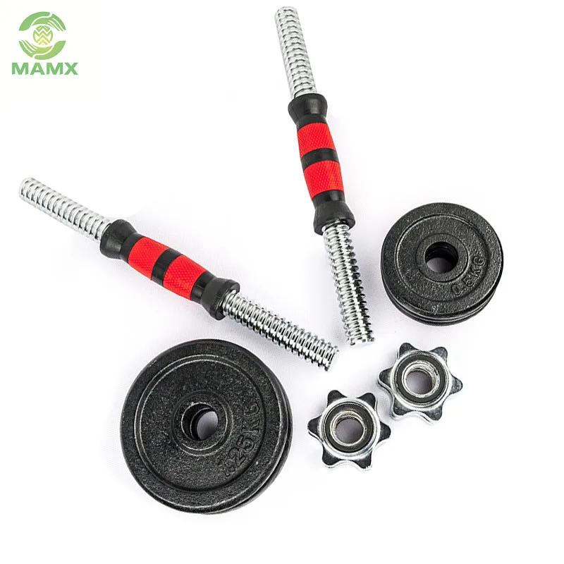 10kg Cast iron painting adjustable dumbbell weights set with rubber handle bar