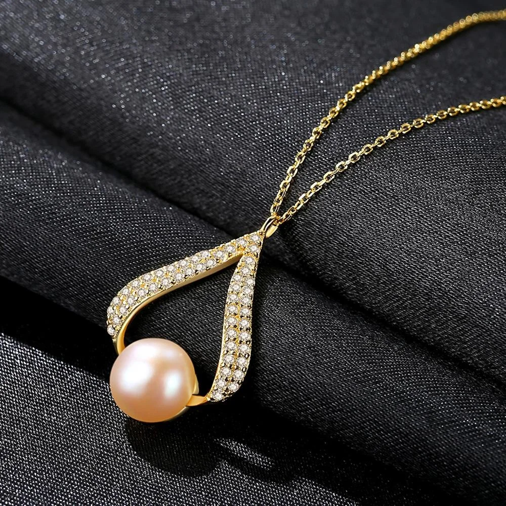 CZCITY Dainty Gold Chain 925 Sterling Silver Woman Natural Freshwater Necklace Jewelry Custom Pearl Pendant