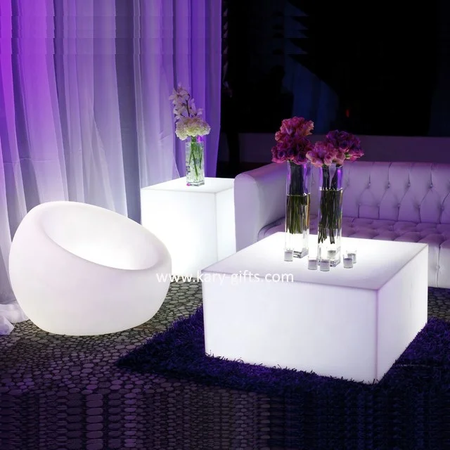 Home Furniture Plastic Led Marble Side Coffee Table