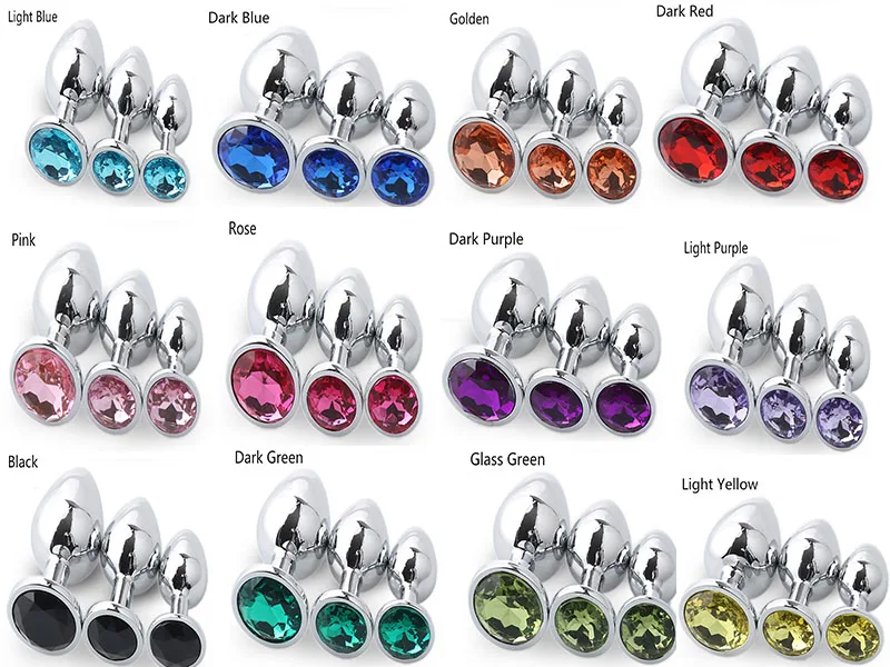 3pcs Metal Stainless Steel Butt Anal Plug Anal Insert Stopper Anus Stimulator Sex Toys Anal Plug Set Crystal Sex Product