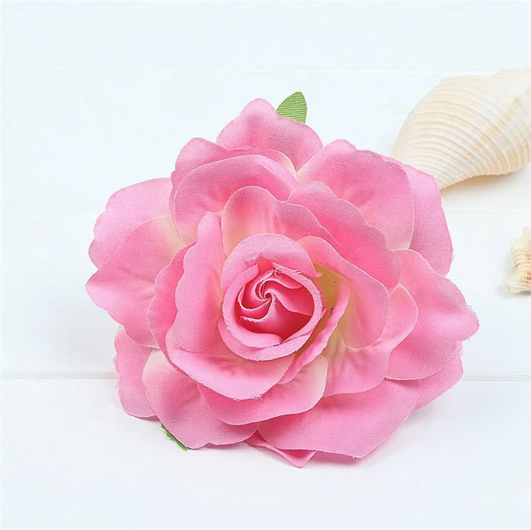 wholesale Background flower wall decoration straw hat flower accessories DIY wedding props silk rose flower head