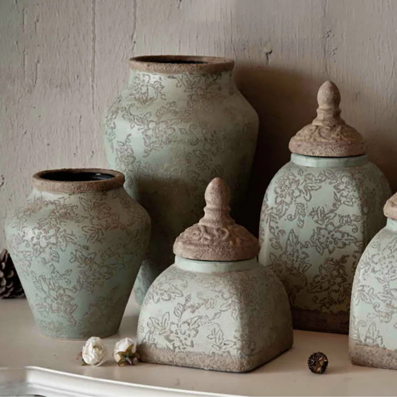 MP82 shabby chic ceramic jars and urns made in China