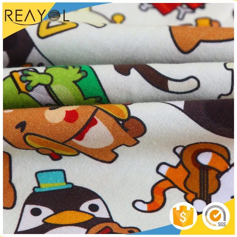 Selling  95% cotton 5% spandex fabric animal custom digital printing cotton jersey fabric for dress