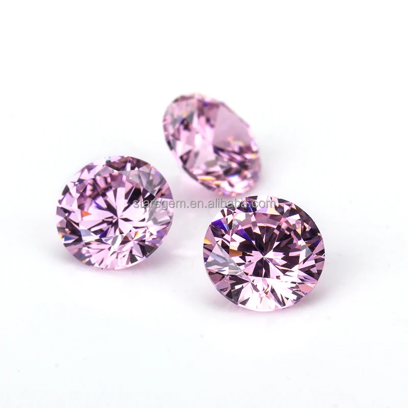 Pink color loose 4mm round signity cz loose stone
