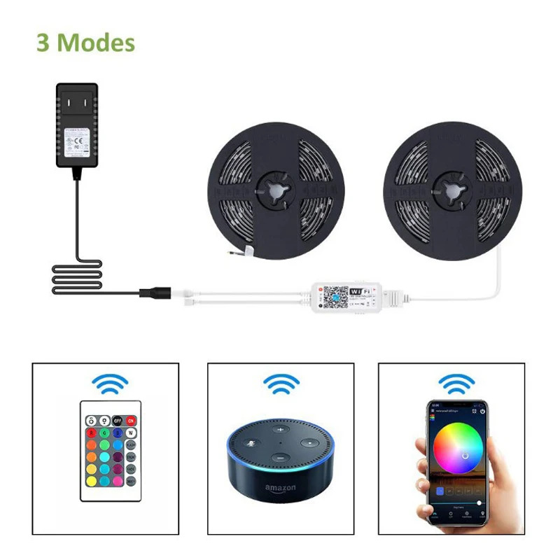 5m 16.4ft wifi smart phone app wireless controlled led strip light SMD5050 150 leds RGB  rope light for adornos fiesta luces