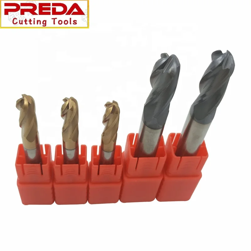 Solid carbide 12mm HRC45 4 Flutes TIALN Coated Ball head nose End Mill