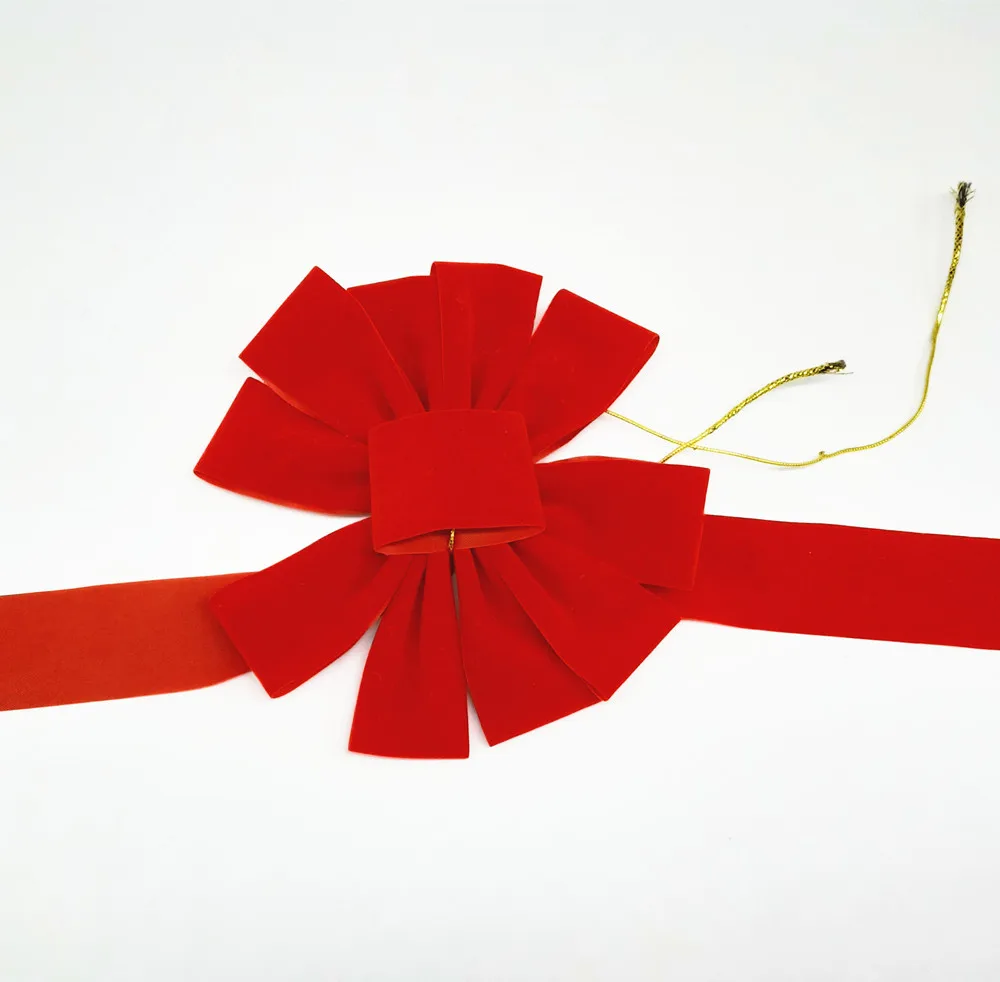 Large Red Velvet Flashing Bow Ties Christmas Outdoor Decoration Customizable colorful High Quality webbing Ornaments Present