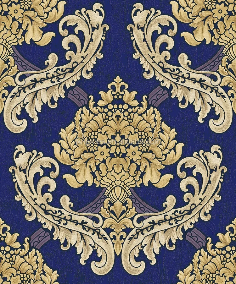 Classic European Flower Style Decorative Design Deep Embossed Vinyl Wallpaper