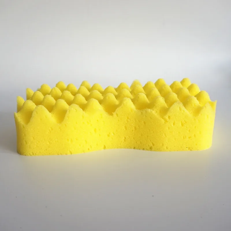 Wholesale High Absorbent Auto Care Jumbo wave Yellow 8-Character Car Wash Sponge
