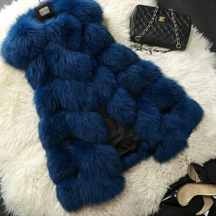 Hot Selling Lady Faux Fur Winter Vest Quality Soft Fox Fur Waist Coat