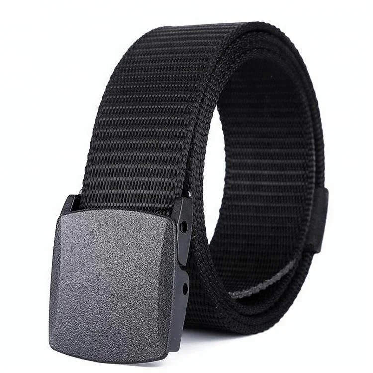 Men Style Woven Nylon Strap Belt with Plastic Smooth Buckle