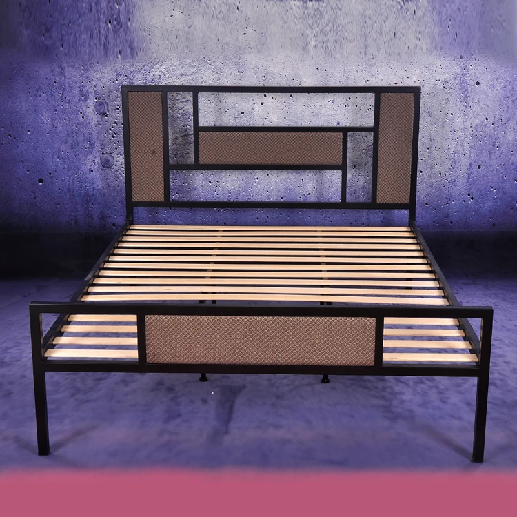 
Comfortable metal double modern bedroom bed for home furniture 