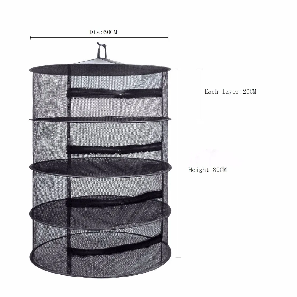 Amazon hot selling Zipper Black Dry Net/Drying Rack/Hanging Round Mesh Herb Dry Net with zipper
