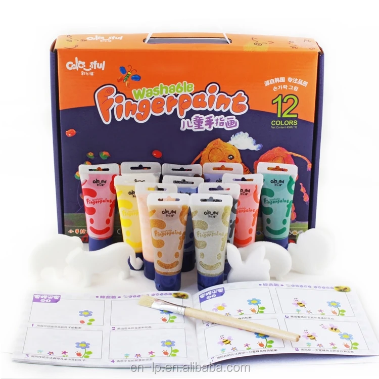colorful kids non toxic finger paint washable water color set for wholesale