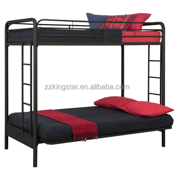 
Wholesale black twin over futon metal folding bunk bed childproof mechanism sofa bunk bed 