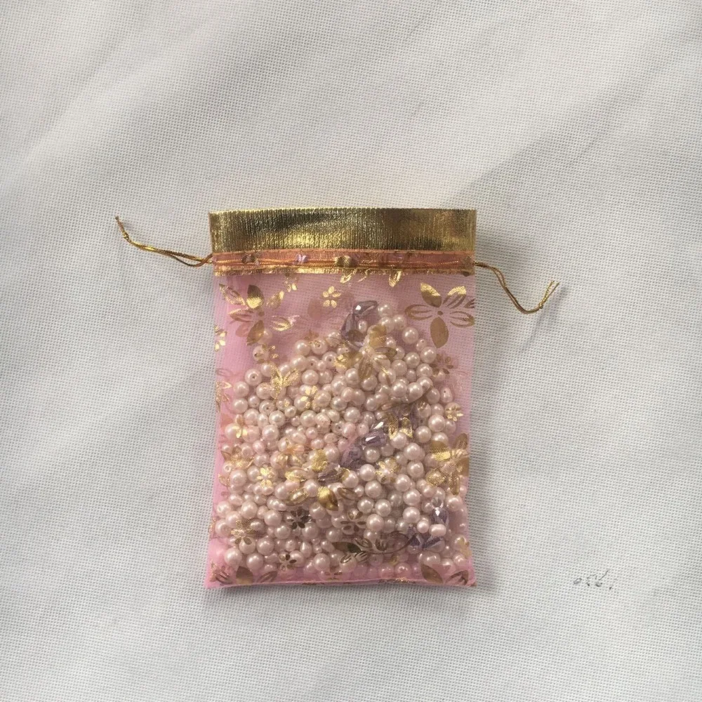 Wholesale custom bronzing printed gauze bag organza jewelry bag