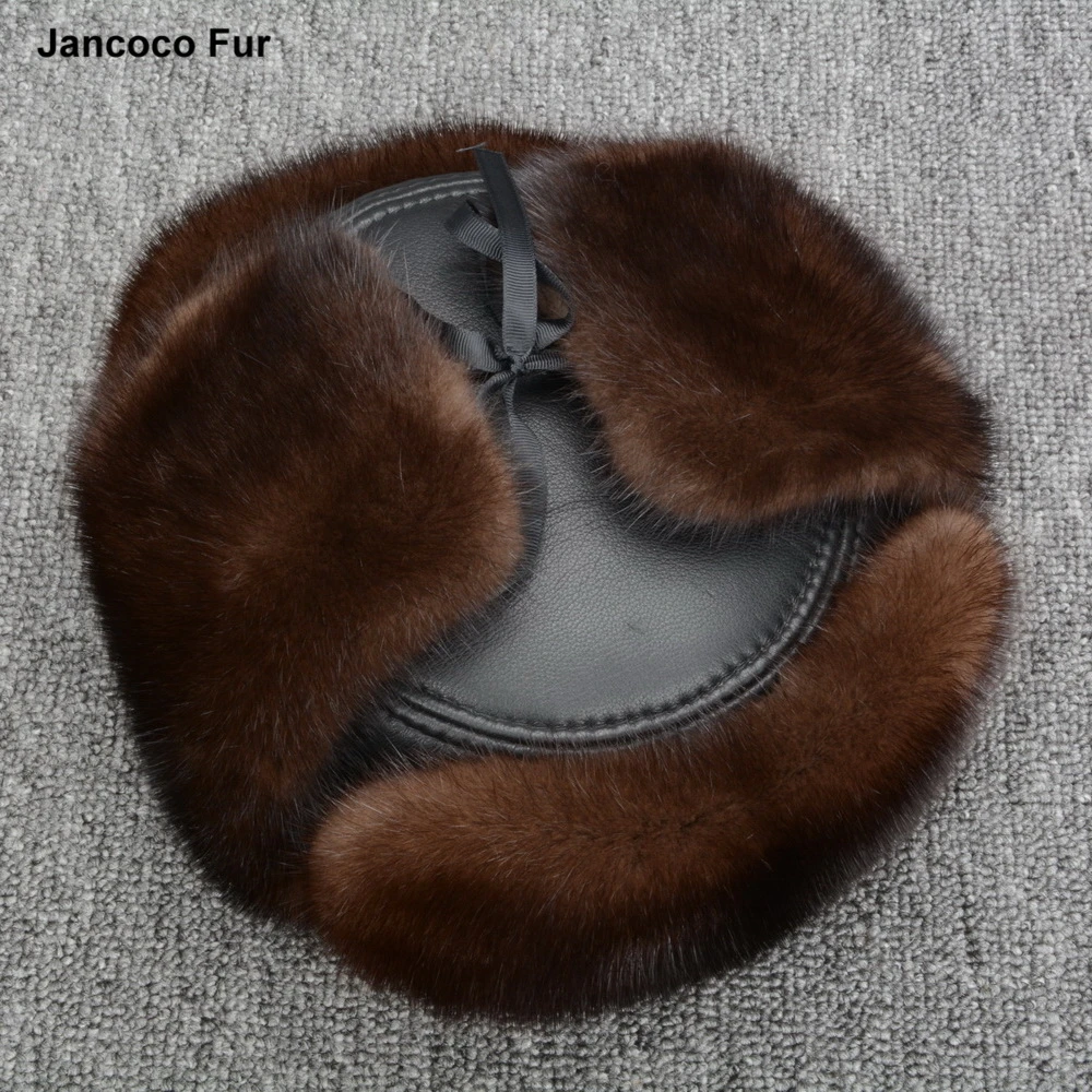 2021 Hot Sale Winter Warm Genuine Sheepskin Leather Mink Fur Ushanka Hat For Men