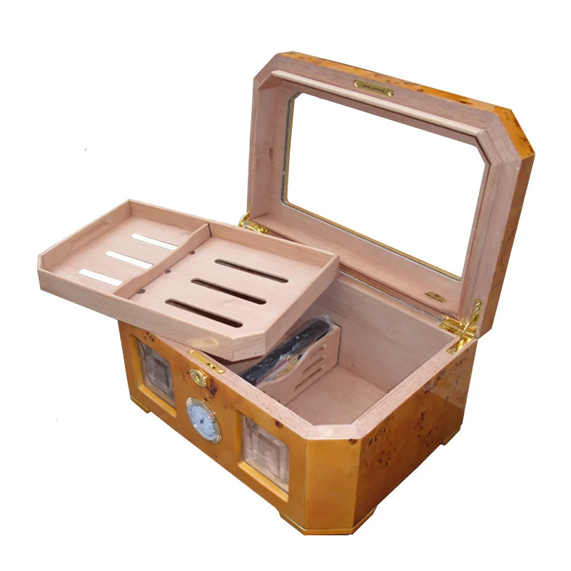 Luxury Plastic Cigar Box with Wooden Humidor Custom Logo Lacquer Technique for Gift Packaging Storage