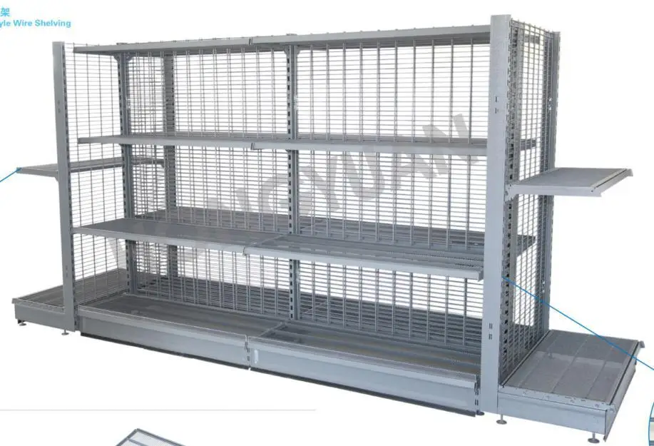 3 tier single double sided european style sliding storage warehouse metal wire shelving rack