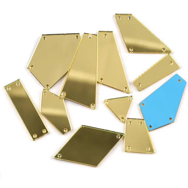 Wholesale Irregular Shape Flat Back Acrylic Rhinestone Mirror Stones for Sew on Garment Accessories Decoration