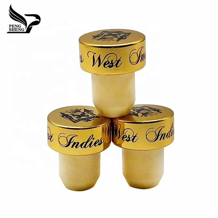 
Glass wine bottle used aluminum top logo print synthetic cork stopper 